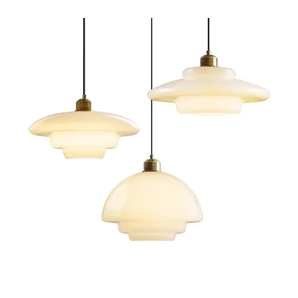 CETANT Nordic LED Glas Pendelleuchte in Beige im minimalistischen Retro-Stil mit E27 Fassung - Bild 7