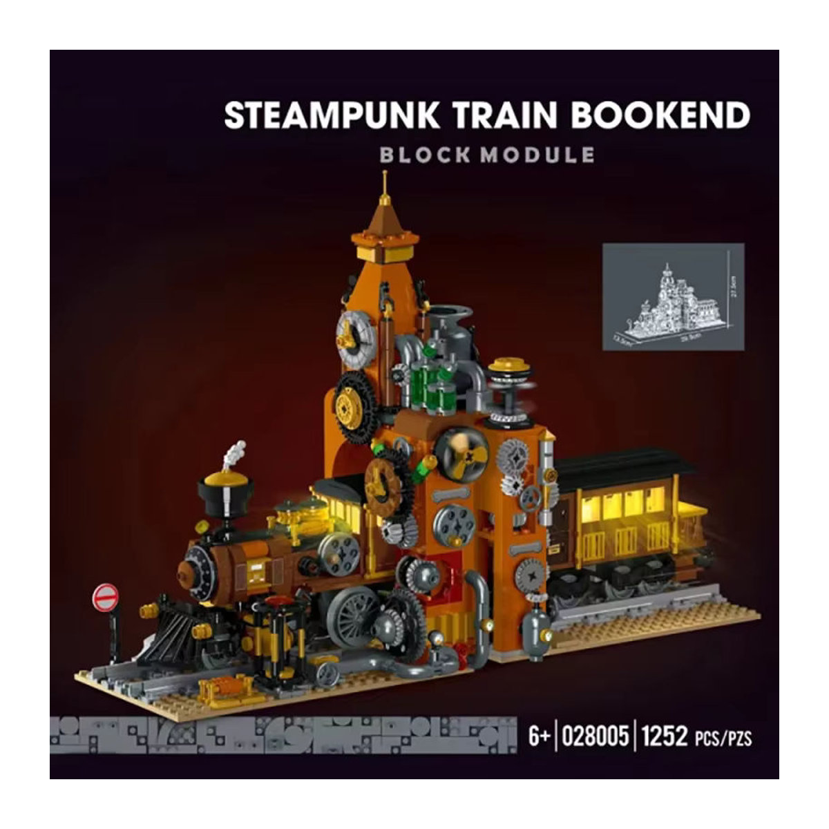 CETYL Retro-Dampfzug-Bauset Steampunk-Modell aus Kunststoff in Mehrfarbig als dekorative Buchstützen - Bild 2