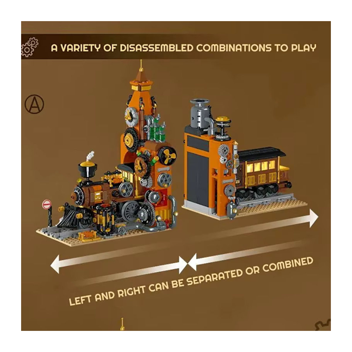 CETYL Retro-Dampfzug-Bauset Steampunk-Modell aus Kunststoff in Mehrfarbig als dekorative Buchstützen - Bild 5