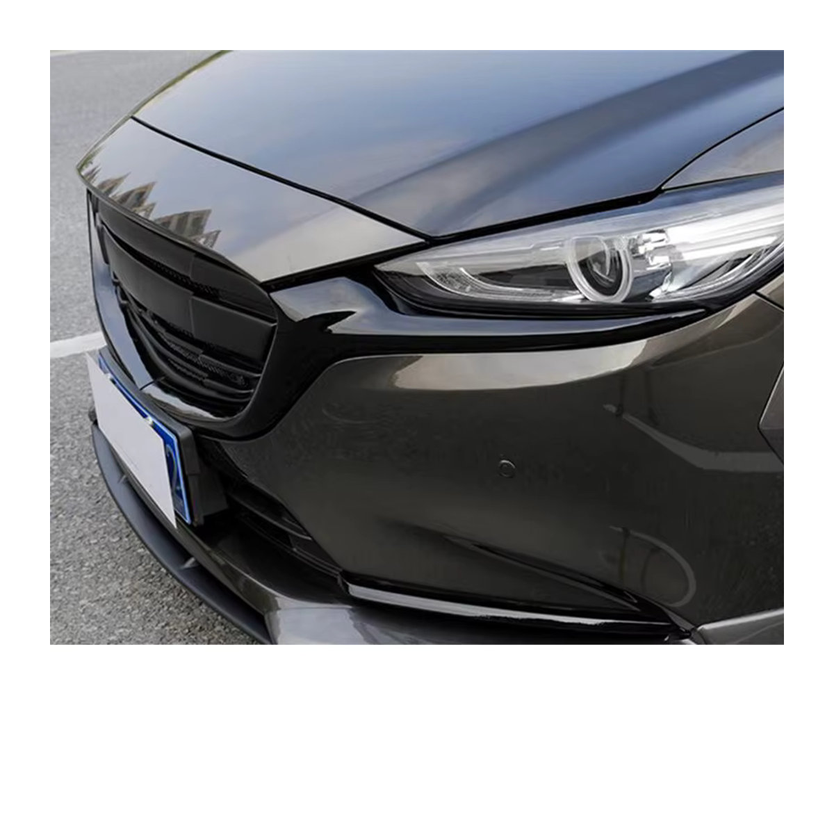 CEYUSOT Kühlergrill Zierleisten für Mazda 6 2019-2022, Full Star Racing Front Stoßstangen Abdeckung aus ABS Kunststoff, Schwarz - Bild 3
