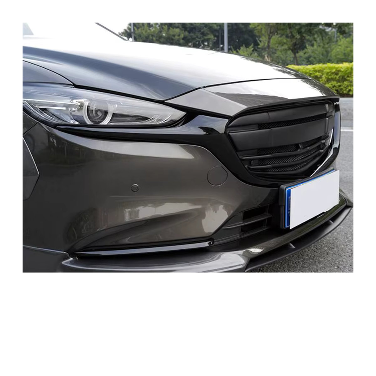 CEYUSOT Kühlergrill Zierleisten für Mazda 6 2019-2022, Full Star Racing Front Stoßstangen Abdeckung aus ABS Kunststoff, Schwarz - Bild 4