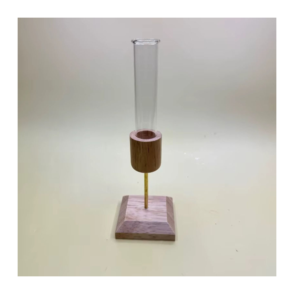 CH CACILLO Dekorative Holz-Vase mit transparentem Glas für Schnittblumen in minimalistischem Design, Braun und Transparent - Bild 2