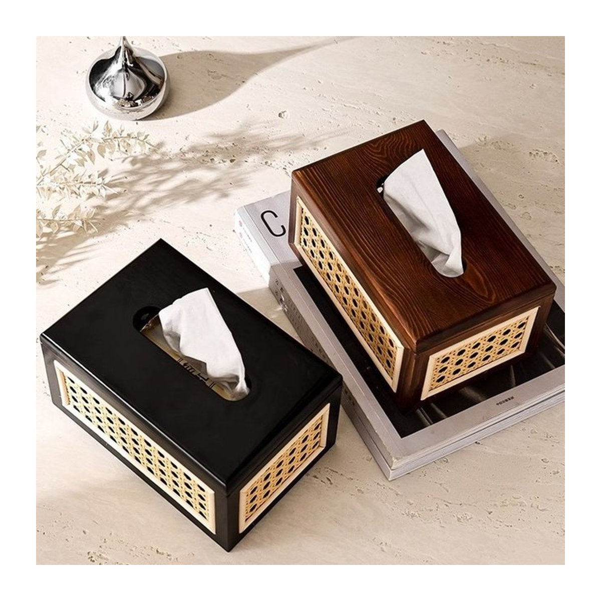 CH CACILLO Taschentuchbox aus Massivholz im Vintage Design in Braun - Bild 1