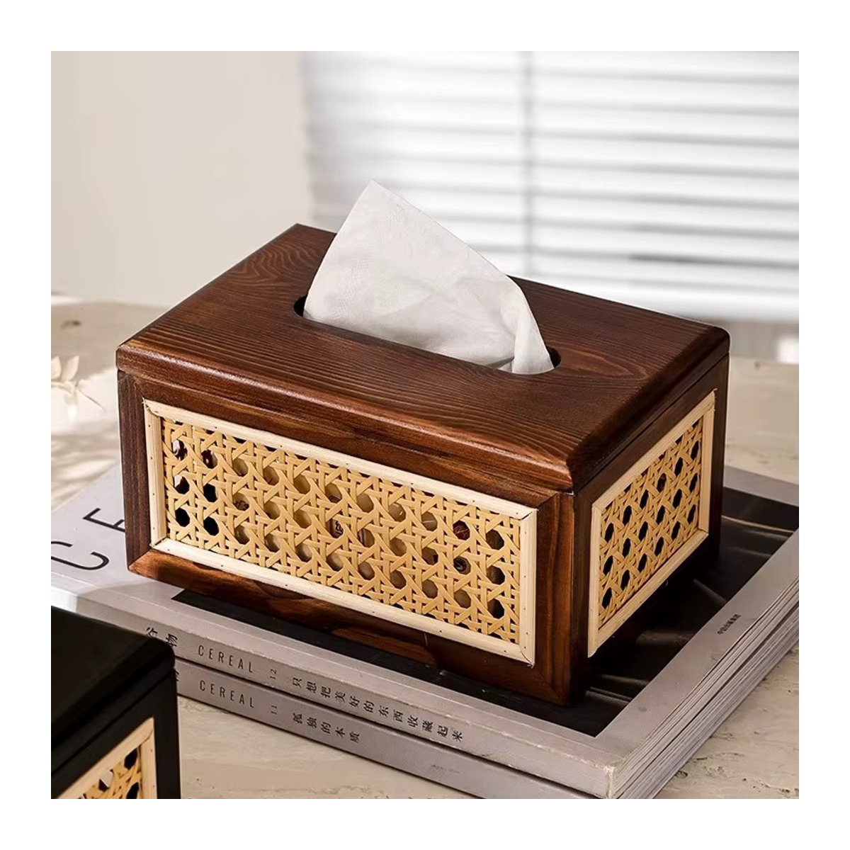 CH CACILLO Taschentuchbox aus Massivholz im Vintage Design in Braun - Bild 2