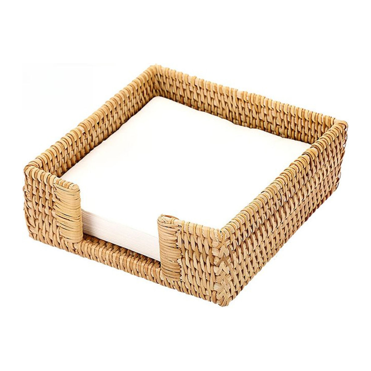 CH CACILLO Taschentuchbox-Halter aus handgewebtem Stroh und Rattan in Beige im Landhausstil - Bild 1