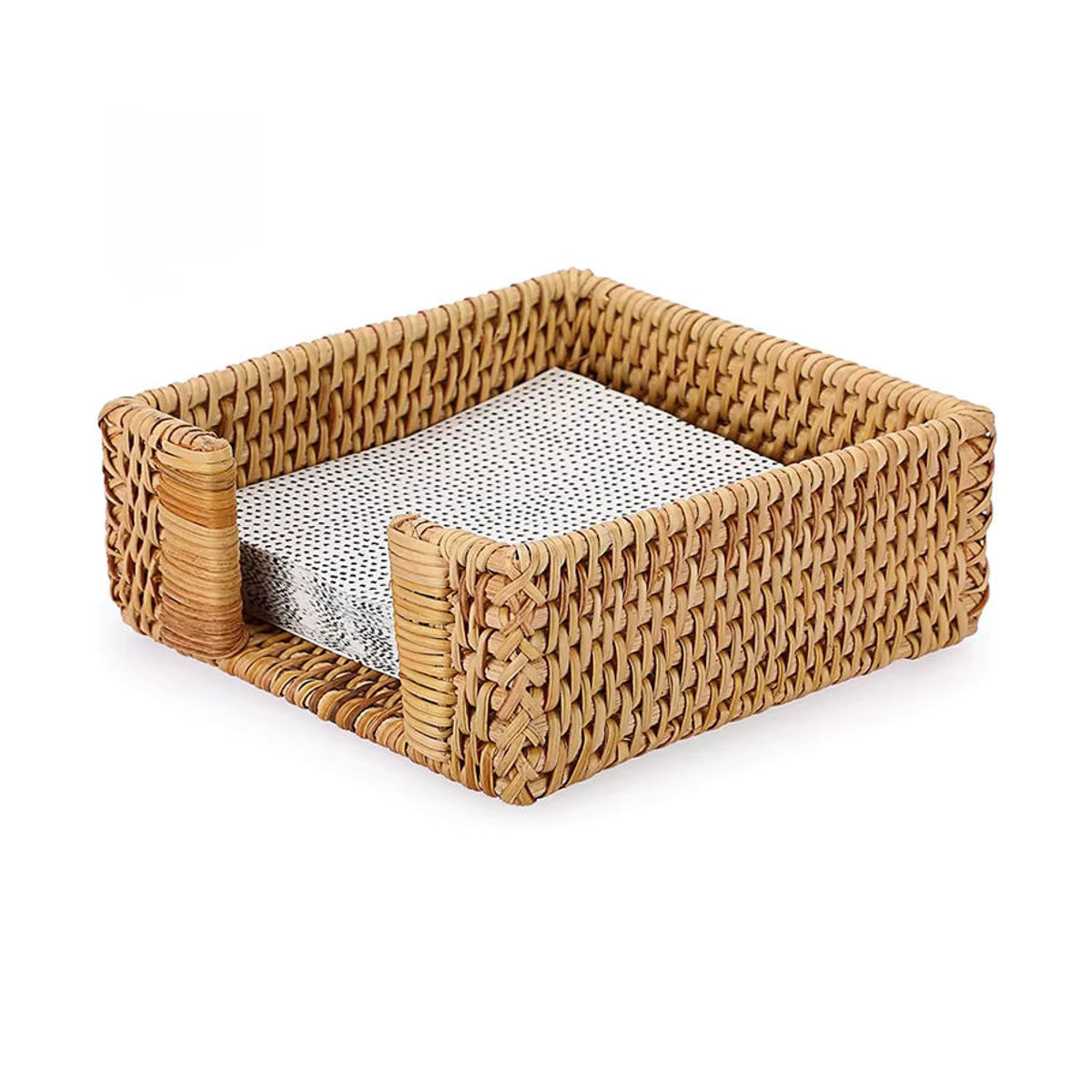 CH CACILLO Taschentuchbox-Halter aus handgewebtem Stroh und Rattan in Beige im Landhausstil - Bild 2