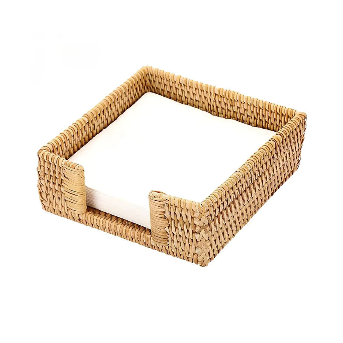 CH CACILLO Taschentuchbox-Halter aus handgewebtem Stroh und Rattan in Beige im Landhausstil - Bild 4