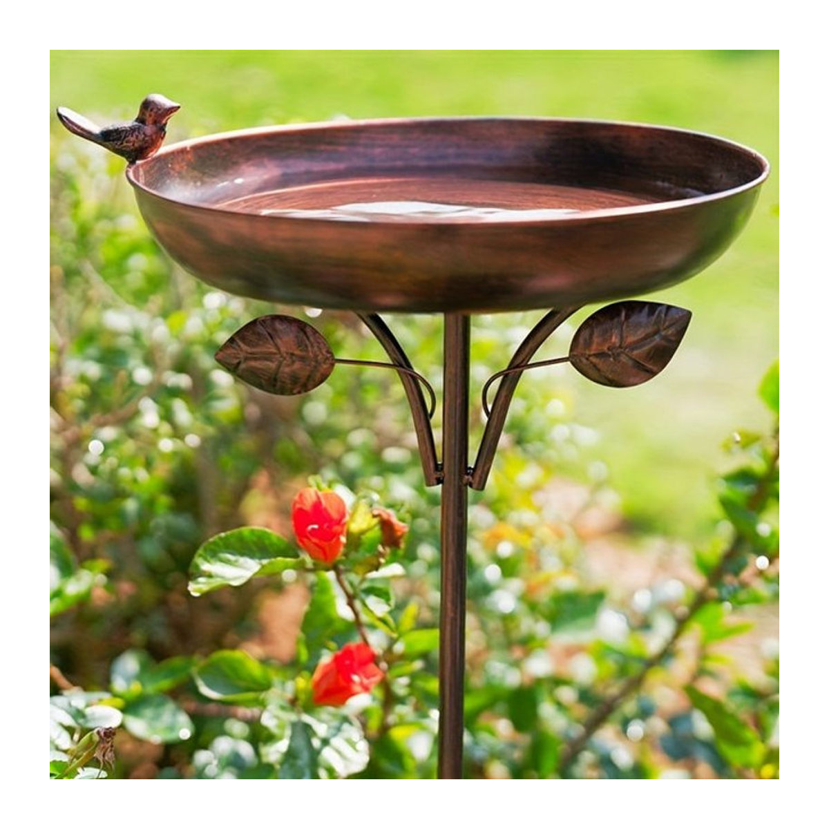 CH CACILLO Vintage Vogelfutterstation und Vogelbad aus Eisen mit Erdspieß in Antik-Optik für den Garten - Bild 1