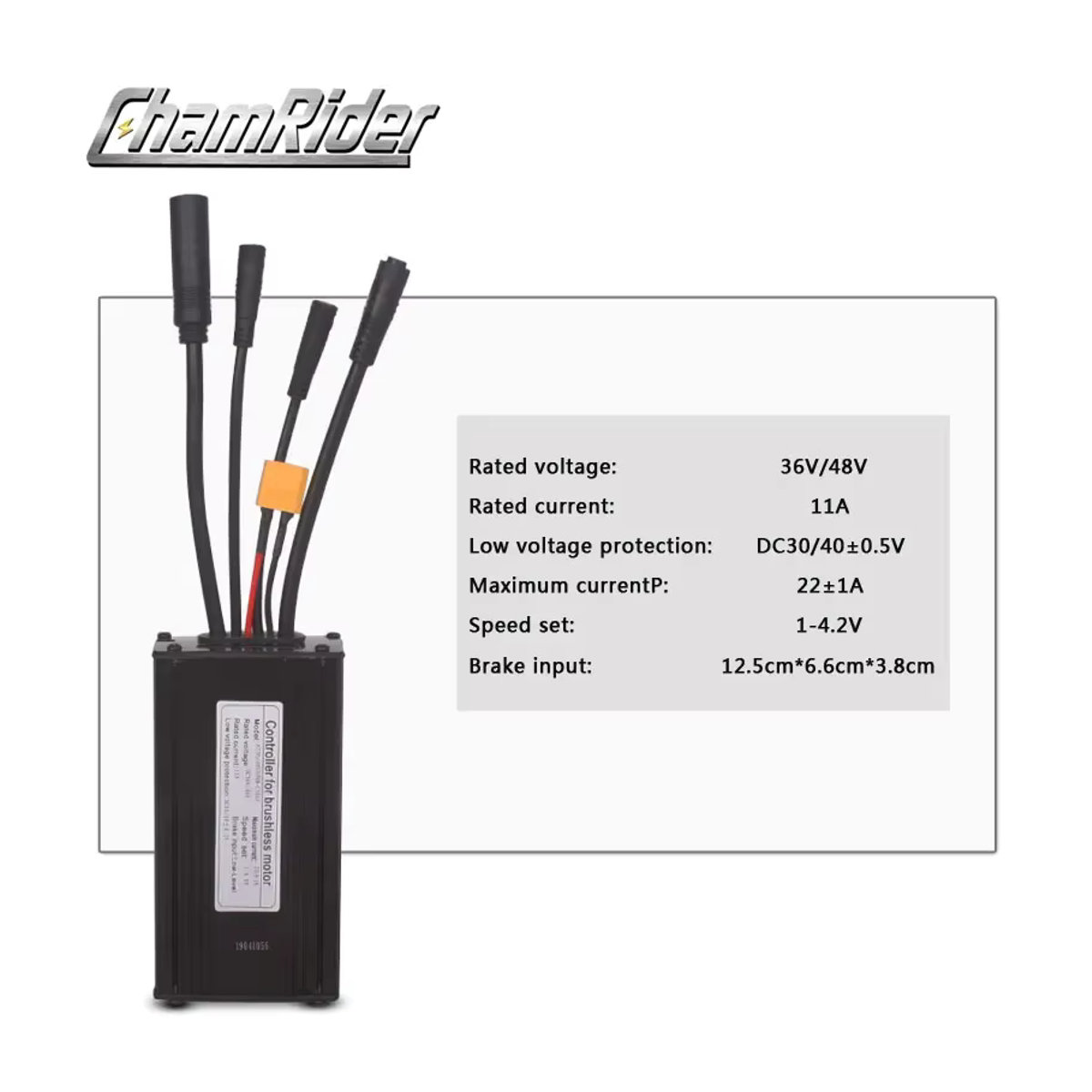 Chamrider Wasserdichter E-Bike Controller in Schwarz mit Dual-Modus, Hall-Sensor und LED-LCD Display für 36V/48V, 500W, 9 Mosfet - Bild 2
