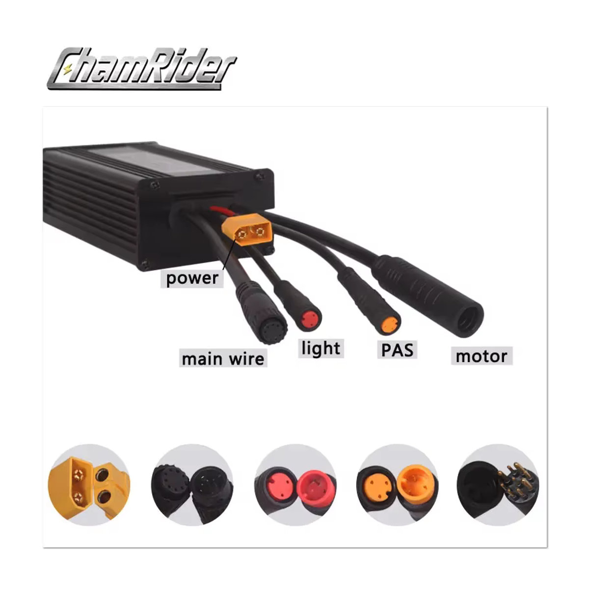 Chamrider Wasserdichter E-Bike Controller in Schwarz mit Dual-Modus, Hall-Sensor und LED-LCD Display für 36V/48V, 500W, 9 Mosfet - Bild 3