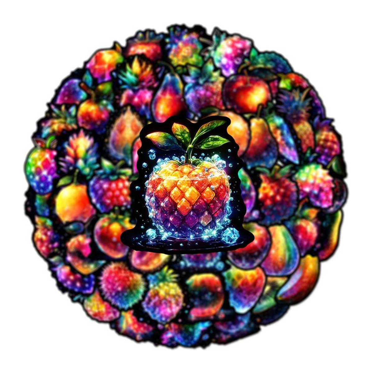 Charile Ästhetische Kristall Obst Aufkleber Set, Bunte Cartoon Aufkleber für DIY Sammelalbum und Laptop, Mehrfarbig - Bild 1