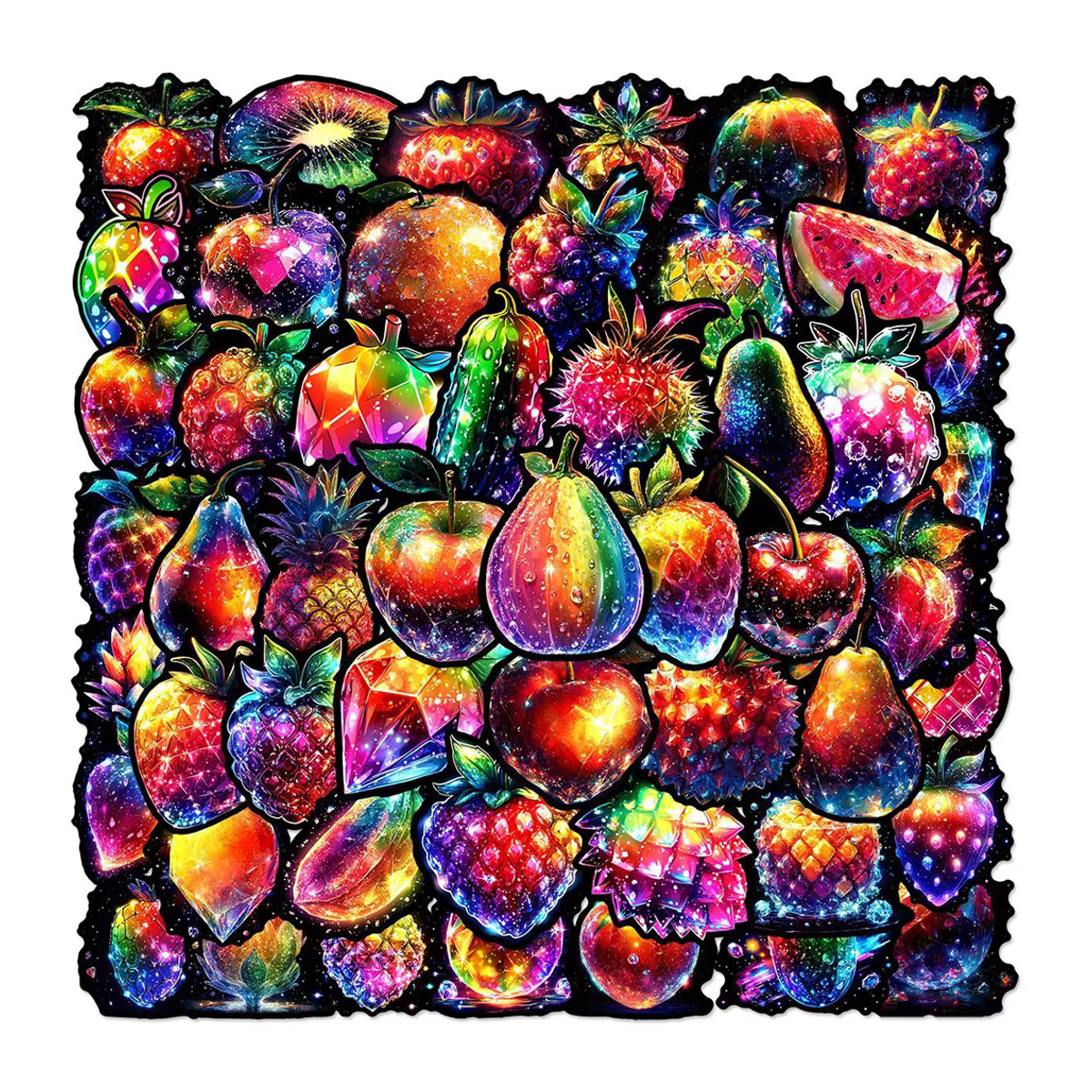 Charile Ästhetische Kristall Obst Aufkleber Set, Bunte Cartoon Aufkleber für DIY Sammelalbum und Laptop, Mehrfarbig - Bild 2