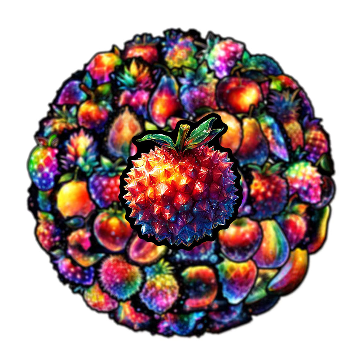 Charile Ästhetische Kristall Obst Aufkleber Set, Bunte Cartoon Aufkleber für DIY Sammelalbum und Laptop, Mehrfarbig - Bild 3