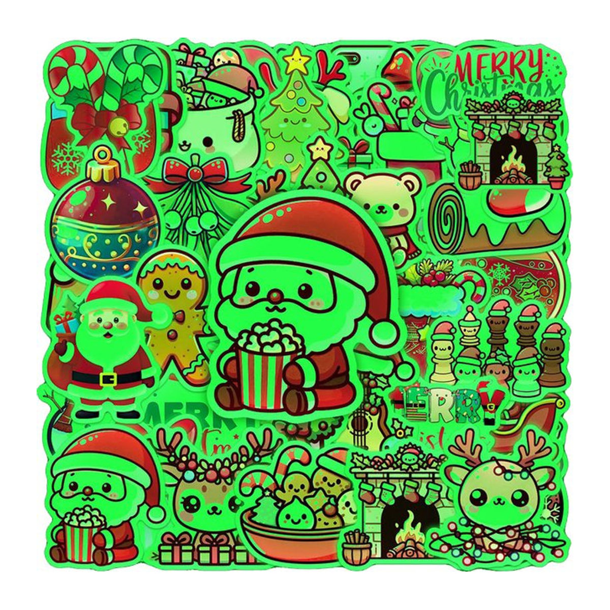 Charile Cartoon Neon Weihnachts Aufkleber mehrfarbig für Laptop, Telefon und Tagebuch zur DIY Dekoration - Bild 1