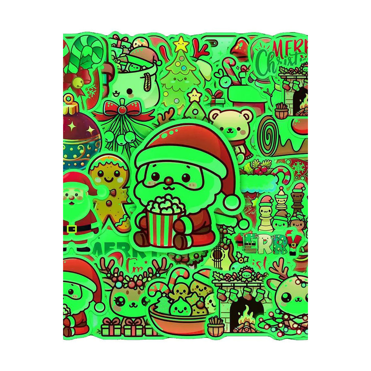 Charile Cartoon Neon Weihnachts Aufkleber mehrfarbig für Laptop, Telefon und Tagebuch zur DIY Dekoration - Bild 5
