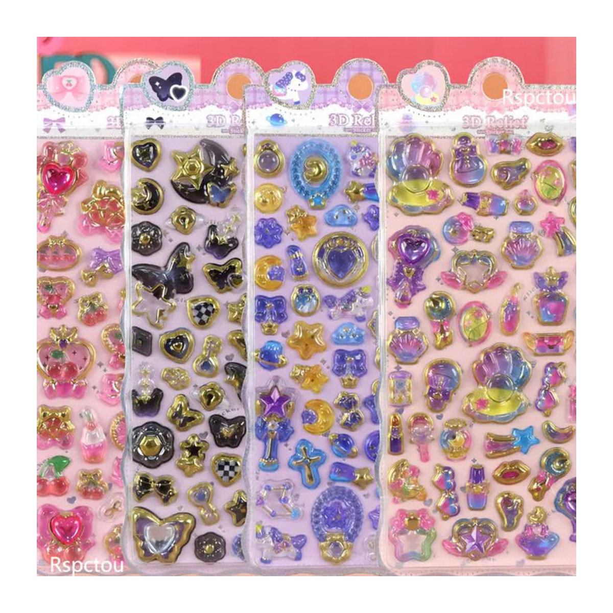 Charile Kawaii 3D Relief Aufkleber mit Meerestieren, Schmetterlingen und Blumen in Mehrfarbig für Kinder zur Dekoration - Bild 1