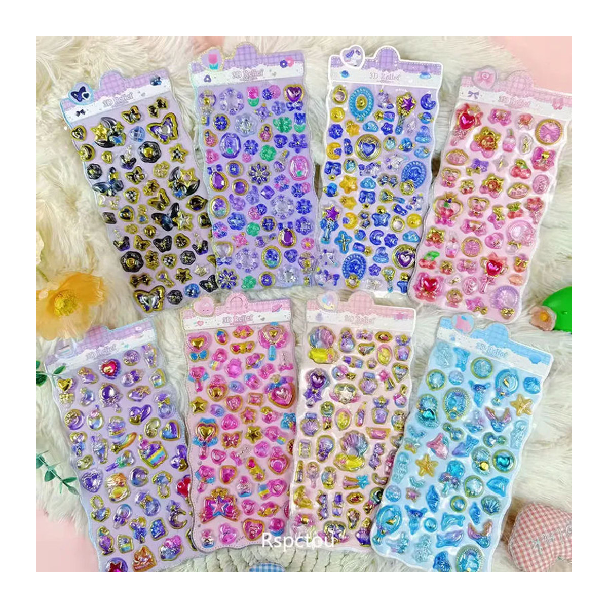 Charile Kawaii 3D Relief Aufkleber mit Meerestieren, Schmetterlingen und Blumen in Mehrfarbig für Kinder zur Dekoration - Bild 2