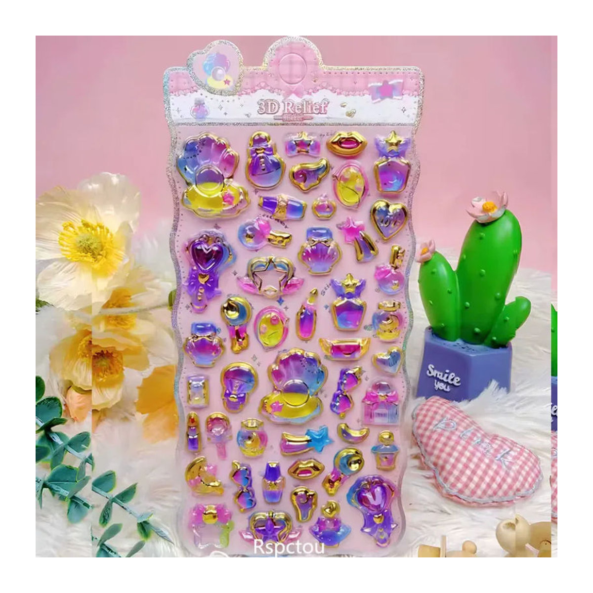 Charile Kawaii 3D Relief Aufkleber mit Meerestieren, Schmetterlingen und Blumen in Mehrfarbig für Kinder zur Dekoration - Bild 3