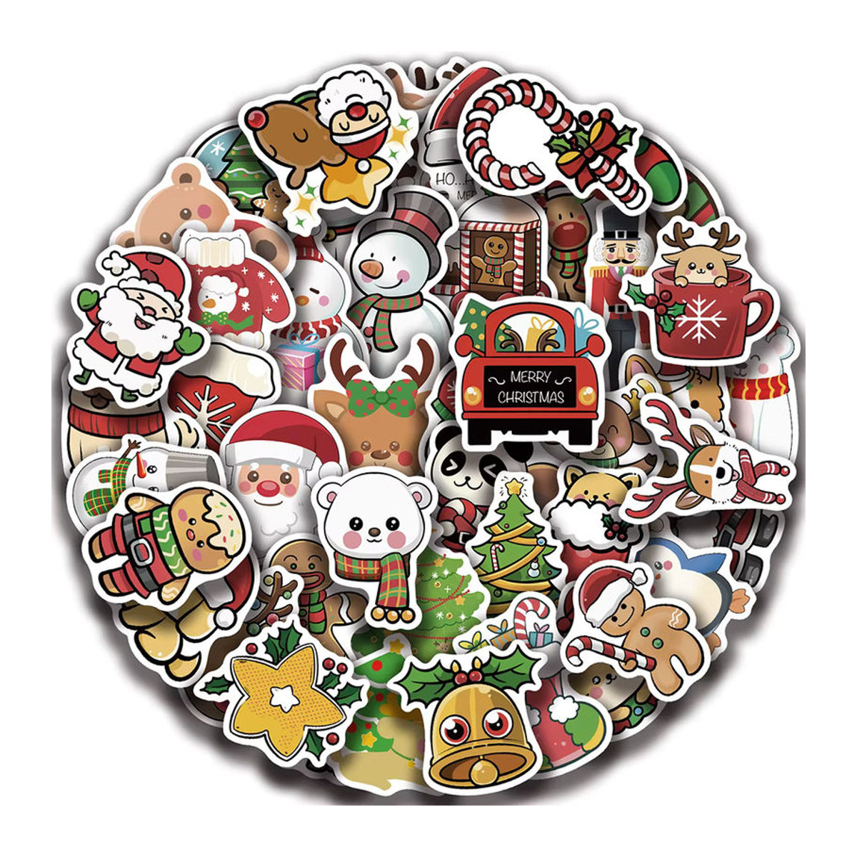Charile Kawaii Cartoon Weihnachten Santa Claus Aufkleber Set, mehrfarbig, unregelmäßige Form für DIY Dekoration von Laptop und Kühlschrank - Bild 2