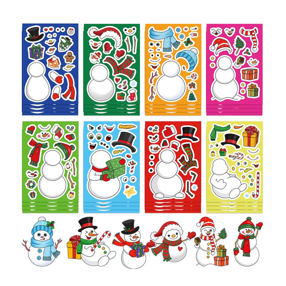 Charile Schneemann Cartoon Make a Face Puzzle Aufkleber für Kinder, Mehrfarbig, Weihnachtsdekoration aus Papier - Bild 2