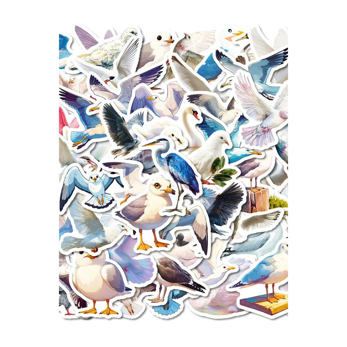 Charile Set aus weißen Vogel-Aufklebern mit maritimen Motiven wie Möwen und Schwänen für Koffer, Telefon und Scrapbooking aus Papier - Bild 6