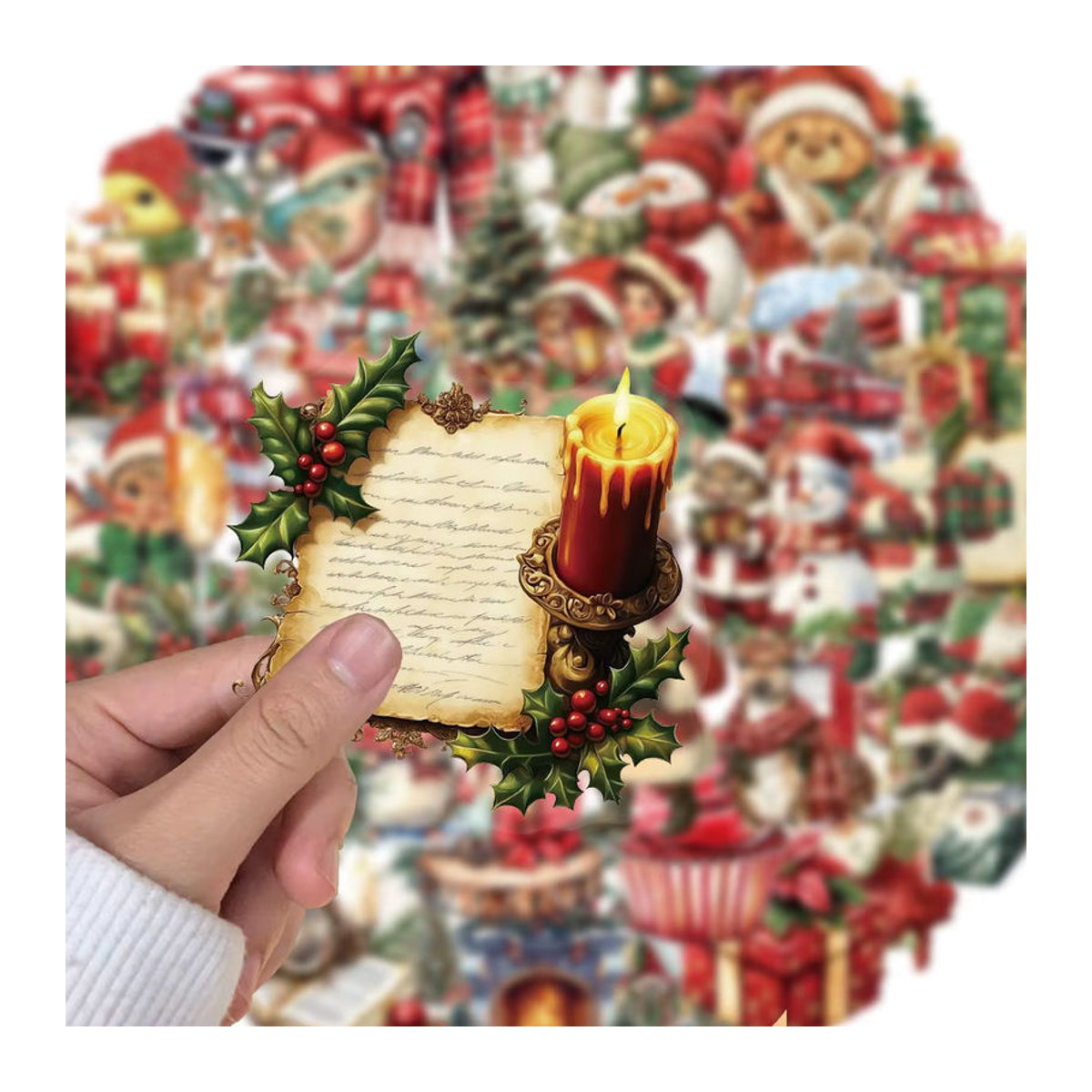 Charile Weihnachts Aufkleber Set mit Santa Claus Motiven in Transparent und Mehrfarbig im Vintage Design - Bild 2