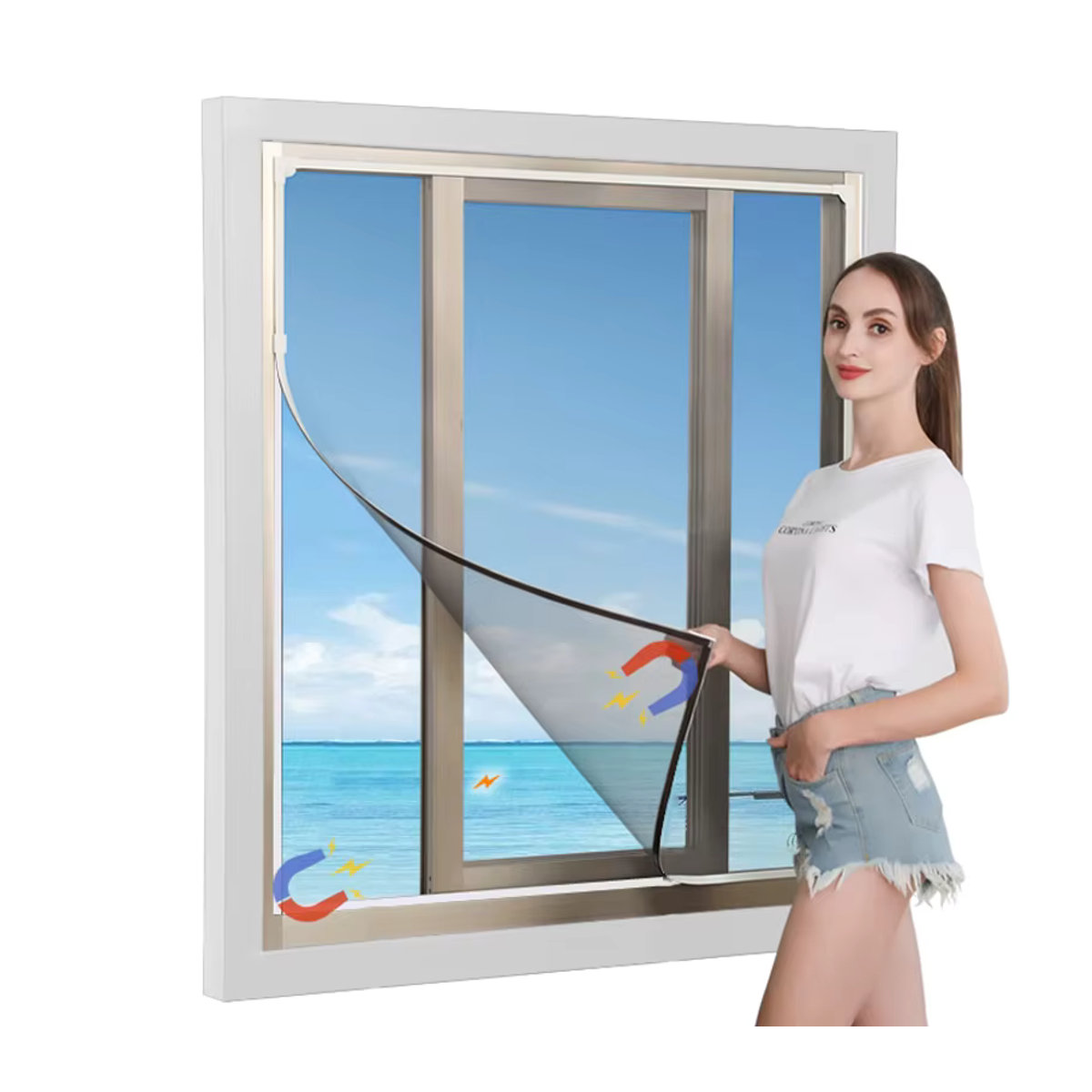 Charm Home Magnetisches Insektenschutzgitter als DIY Fenstergitter aus Tüll Mesh, abnehmbar und waschbar, Grau oder Schwarz - Bild 2
