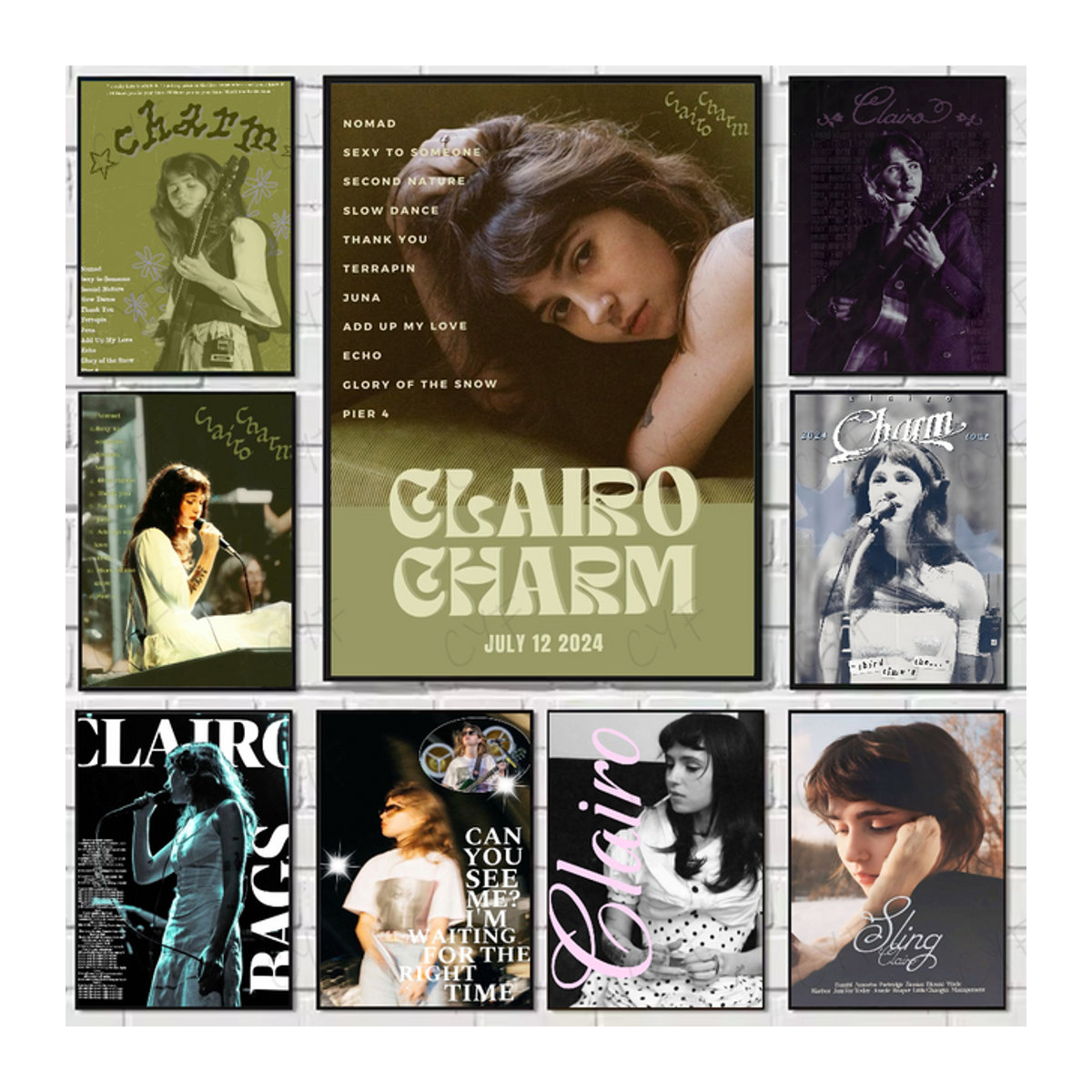 Charm Singer C-Clairo Poster als mehrfarbige Wandkunst im Vintage-Stil, rechteckiges Porträt aus Papier für die Wandmontage - Bild 1