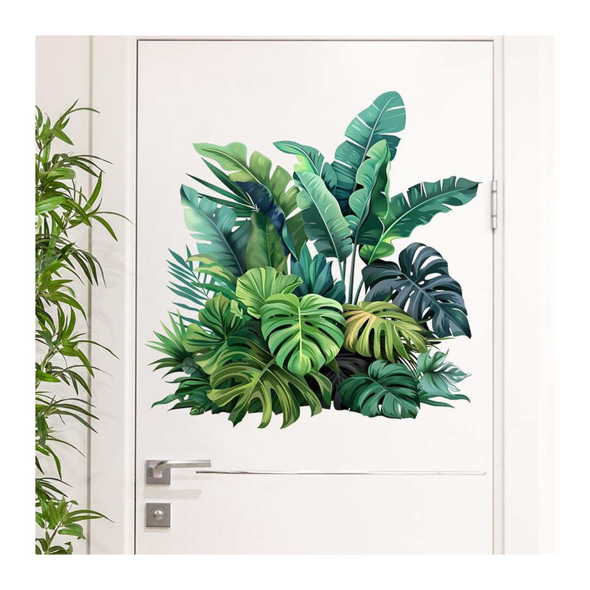 Charming Homem Wandaufkleber mit grünen Blättern, wasserdichter floraler Wandsticker aus Kunststoff, B/H: 30 x 30 cm - Bild 2