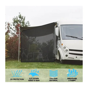 CHEDONGDONG Wohnmobil Markise Seitenschutz aus schwarzem Mesh als Sonnenschutz und Sichtschutz für Camping inklusive Komplettset