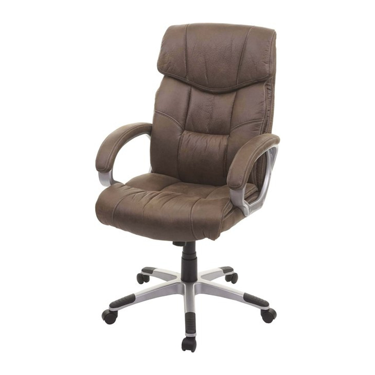 Chefsessel MCW-A71 Bürostuhl in brauner Wildleder-Optik mit Metallgestell - Bild 1