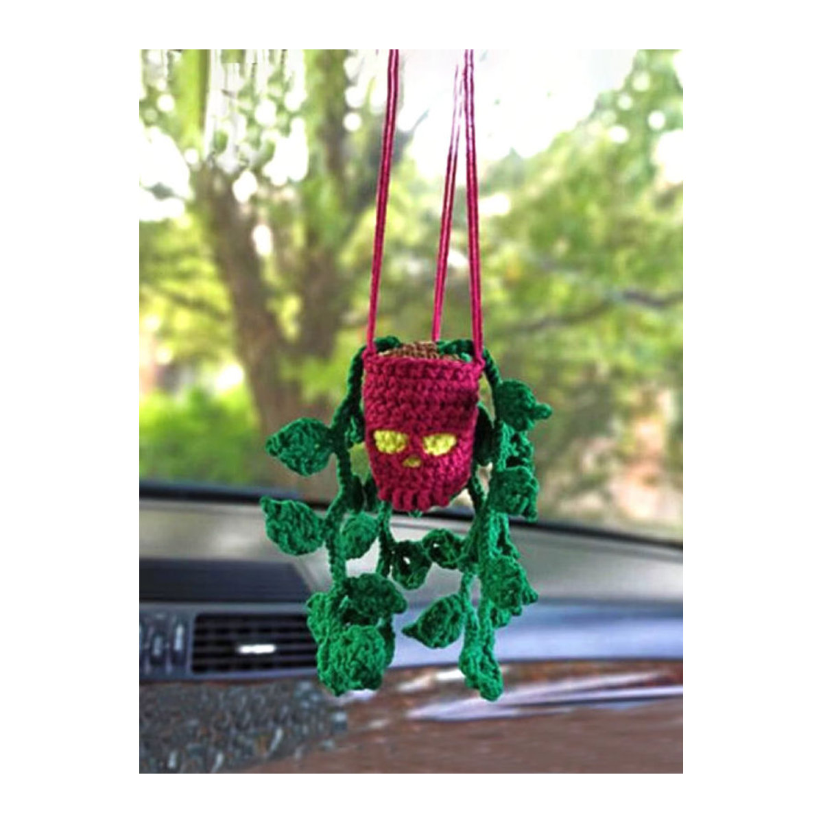 CHEGES Halloween Schädel-Ornament für das Auto, handgehäkeltes Textil-Dekorationselement für den Rückspiegel, mehrfarbig - Bild 2