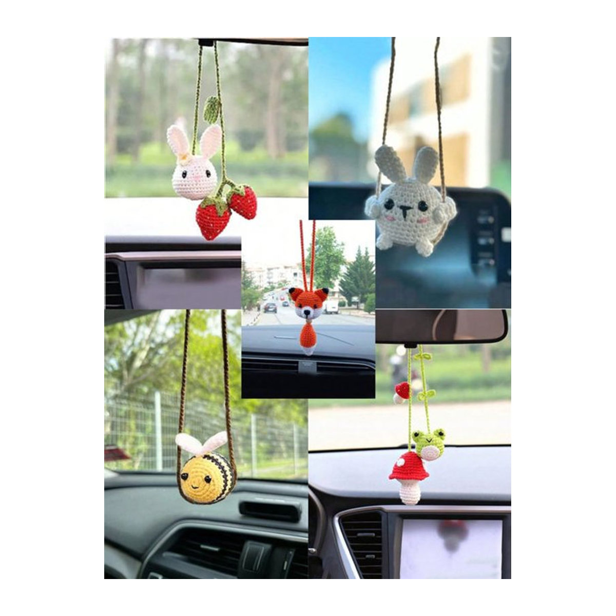 CHEGES Handgehäkelter Tieranhänger in Weiß als hängende Auto-Innendekoration - Bild 1