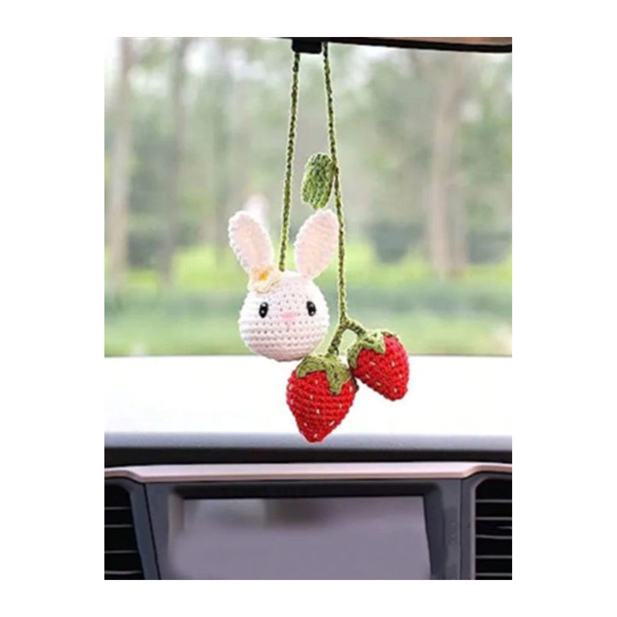 CHEGES Handgehäkelter Tieranhänger in Weiß als hängende Auto-Innendekoration - Bild 3