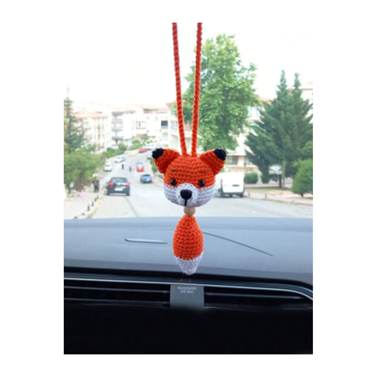 CHEGES Handgehäkelter Tieranhänger in Weiß als hängende Auto-Innendekoration - Bild 4