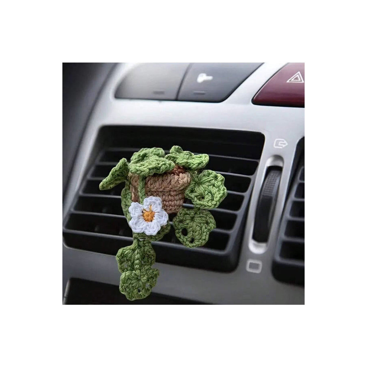 CHEGES Handgestrickter Hängekorb für die Autodekoration in Grün im Bohemian-Stil mit Blumenornament für Lüftungsschlitze - Bild 2