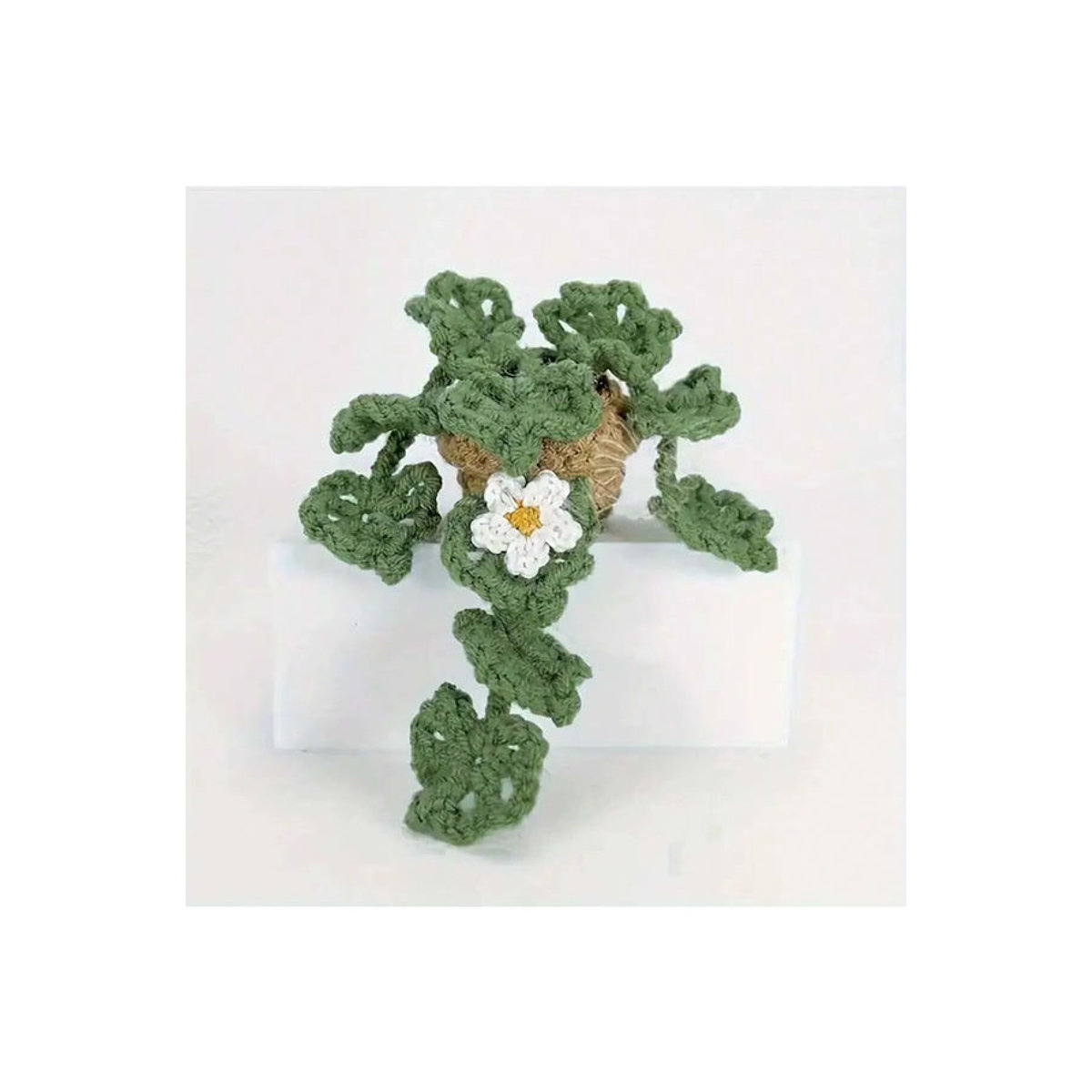 CHEGES Handgestrickter Hängekorb für die Autodekoration in Grün im Bohemian-Stil mit Blumenornament für Lüftungsschlitze - Bild 6