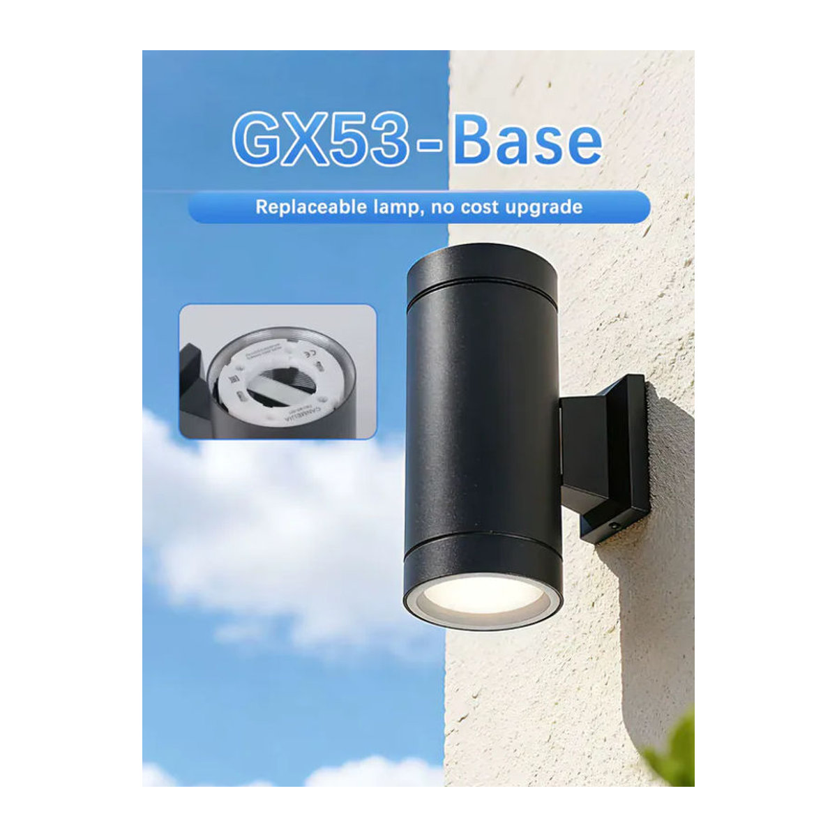 CHENBEN Außenwandleuchte aus Aluminium in Schwarz mit warmweißem Licht, IP65 wasserdicht, modern mit GX53 Fassung - Bild 2