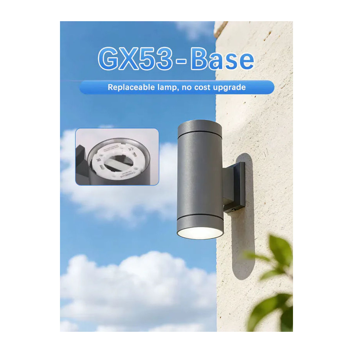 CHENBEN Außenwandleuchte aus Aluminium in Schwarz mit warmweißem Licht, IP65 wasserdicht, modern mit GX53 Fassung - Bild 5