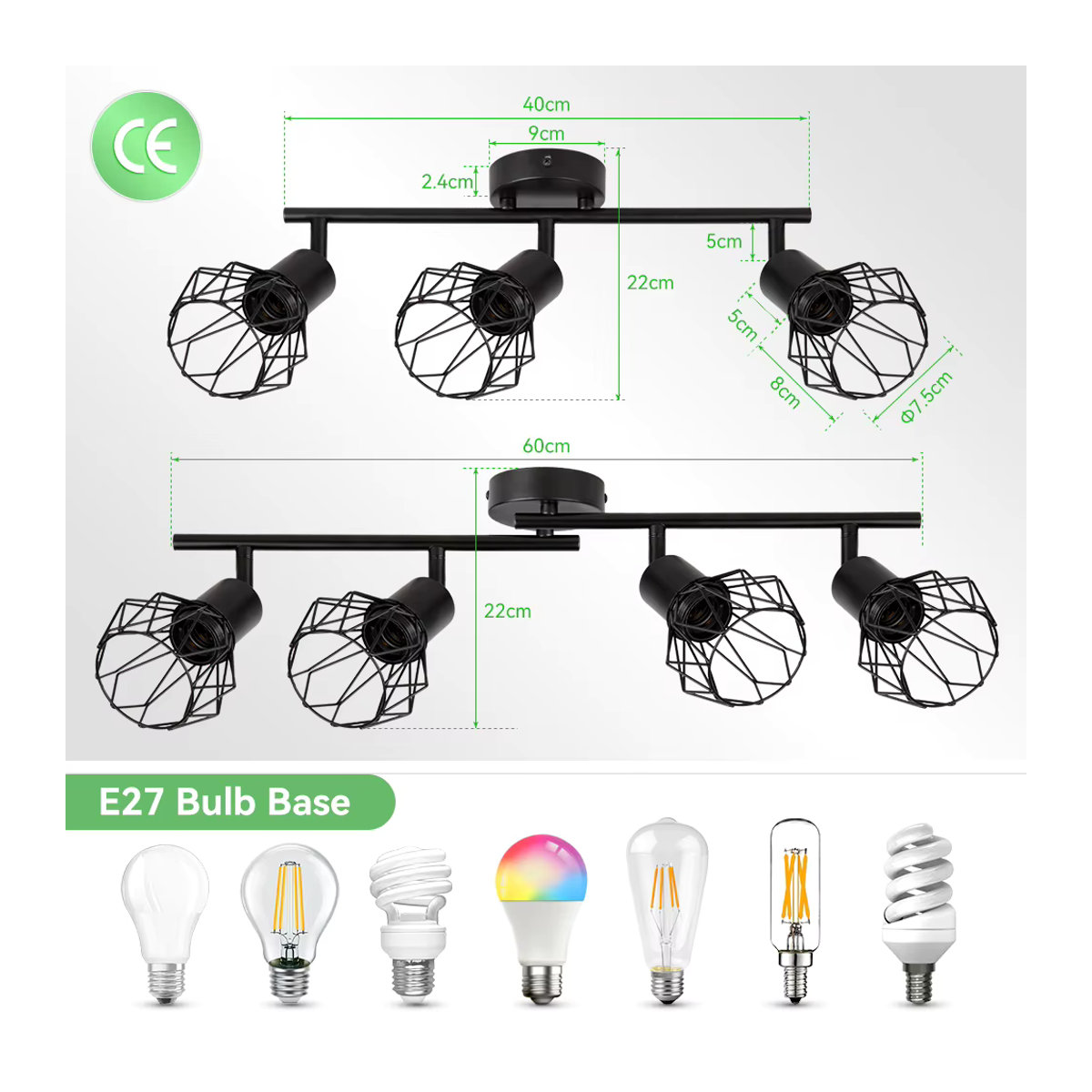 CHENBEN Kronleuchter Käfig Deckenlampe im Industrial Design aus Metall mit E27 Fassung in Schwarz - Bild 2