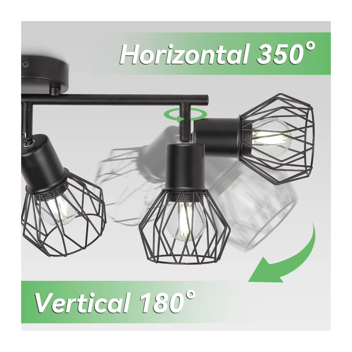 CHENBEN Kronleuchter Käfig Deckenlampe im Industrial Design aus Metall mit E27 Fassung in Schwarz - Bild 3