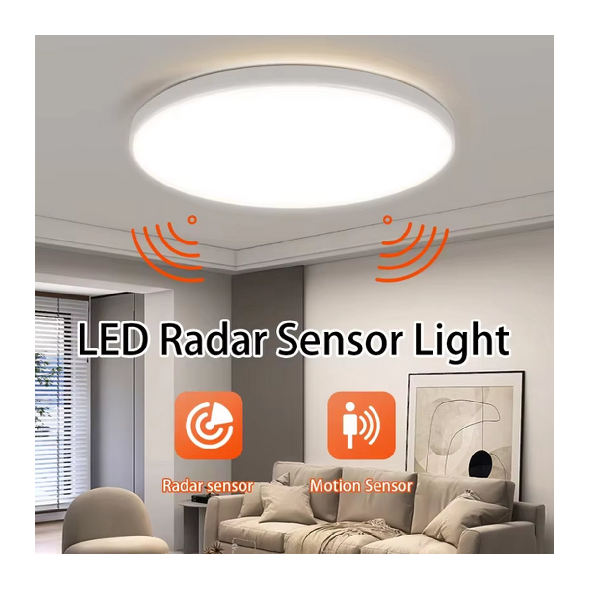 CHENBEN LED Deckenlampe mit Bewegungsmelder in Weiß, wasserdicht IP44, minimalistisches Design, 30 W - Bild 1