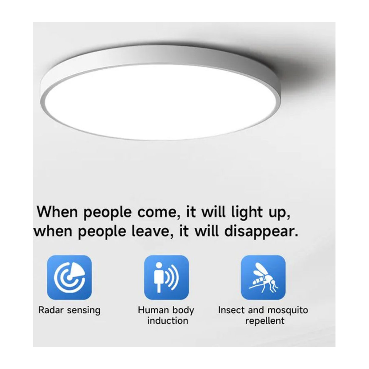 CHENBEN LED Deckenlampe mit Bewegungsmelder, wasserdicht IP44, Weiß, minimalistisches Design - Bild 1