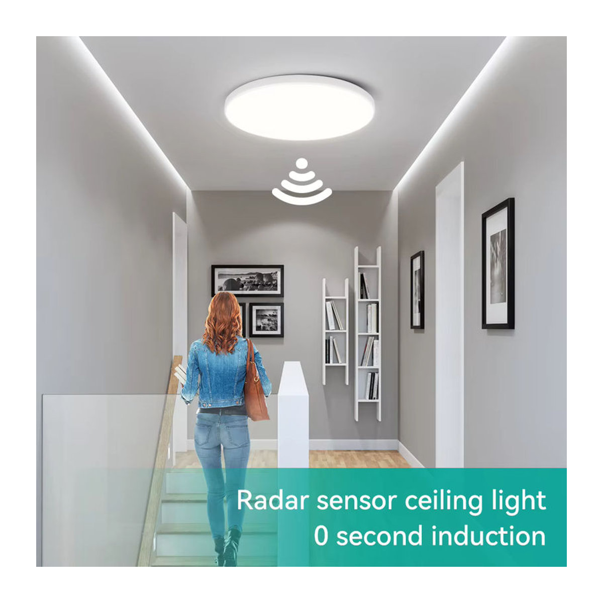 CHENBEN LED Deckenlampe mit Bewegungssensor, wasserdicht IP44, minimalistisches Panel Licht in Weiß, 30W - Bild 3