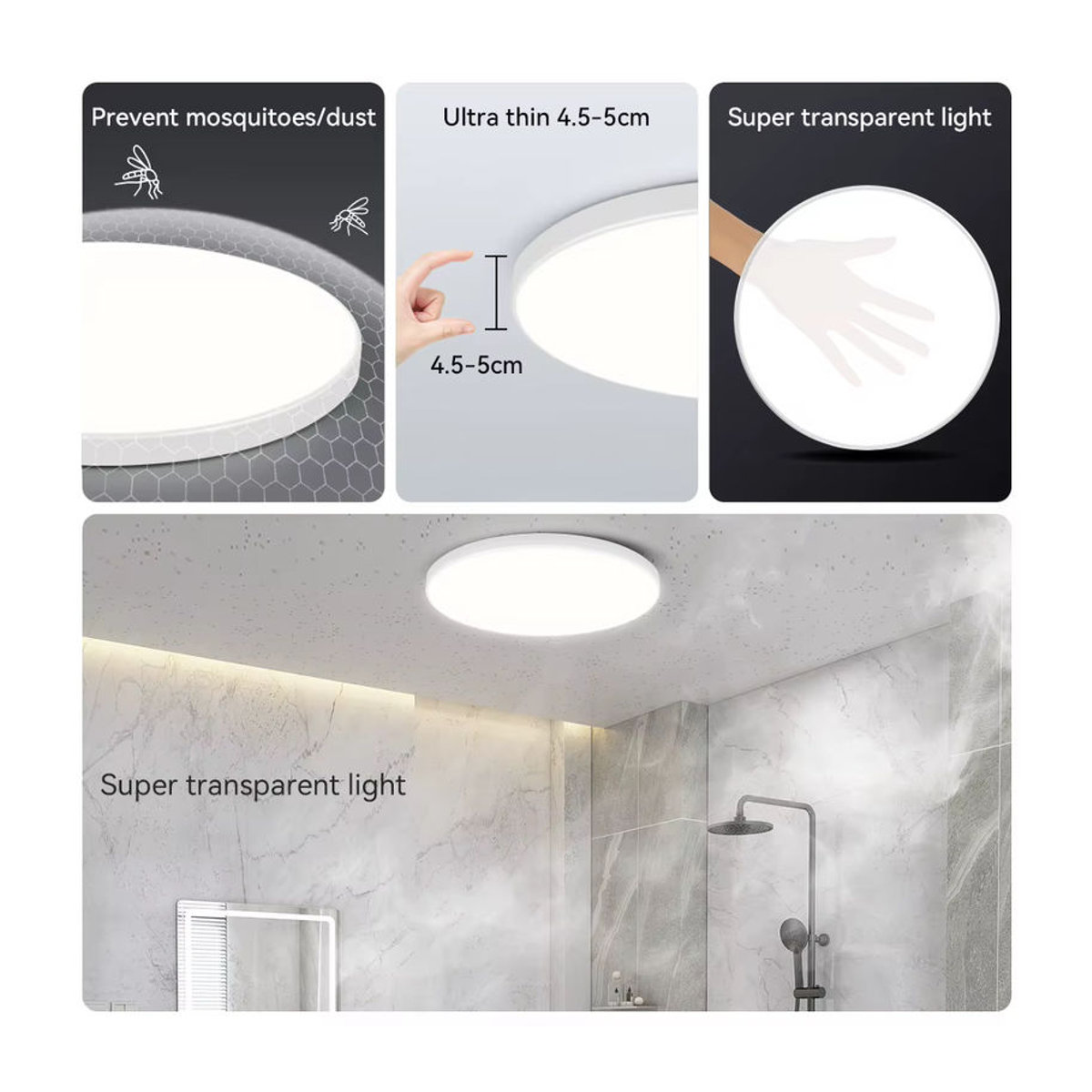 CHENBEN LED Deckenlampe mit Bewegungssensor, wasserdicht IP44, minimalistisches Panel Licht in Weiß, 30W - Bild 4