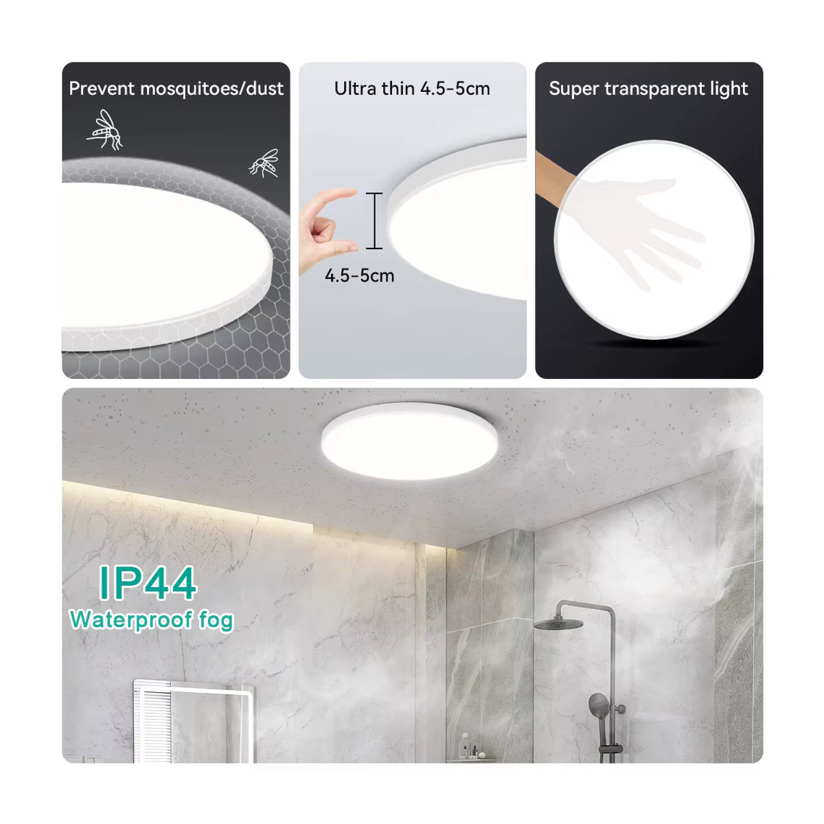 CHENBEN LED Deckenlampe mit Radar-Bewegungsmelder in Weiß, minimalistisches Design für Flur, Gang und Garage - Bild 4
