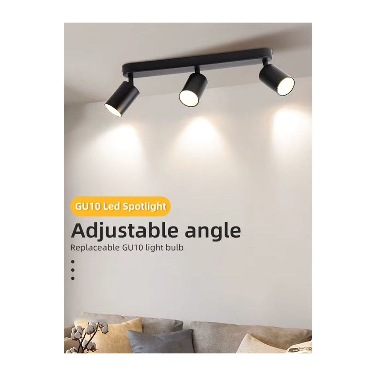 CHENBEN LED-Deckenleuchte in Schwarz, moderner Kronleuchter aus Metall mit GU10-Fassung und verstellbarem Winkel - Bild 7