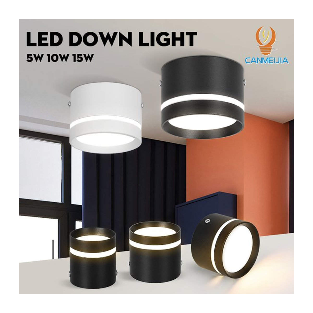 CHENBEN LED Deckenstrahler Modern in Schwarz aus Aluminium mit dreifarbiger Lichtfunktion für Wohnzimmer und Küche - Bild 1