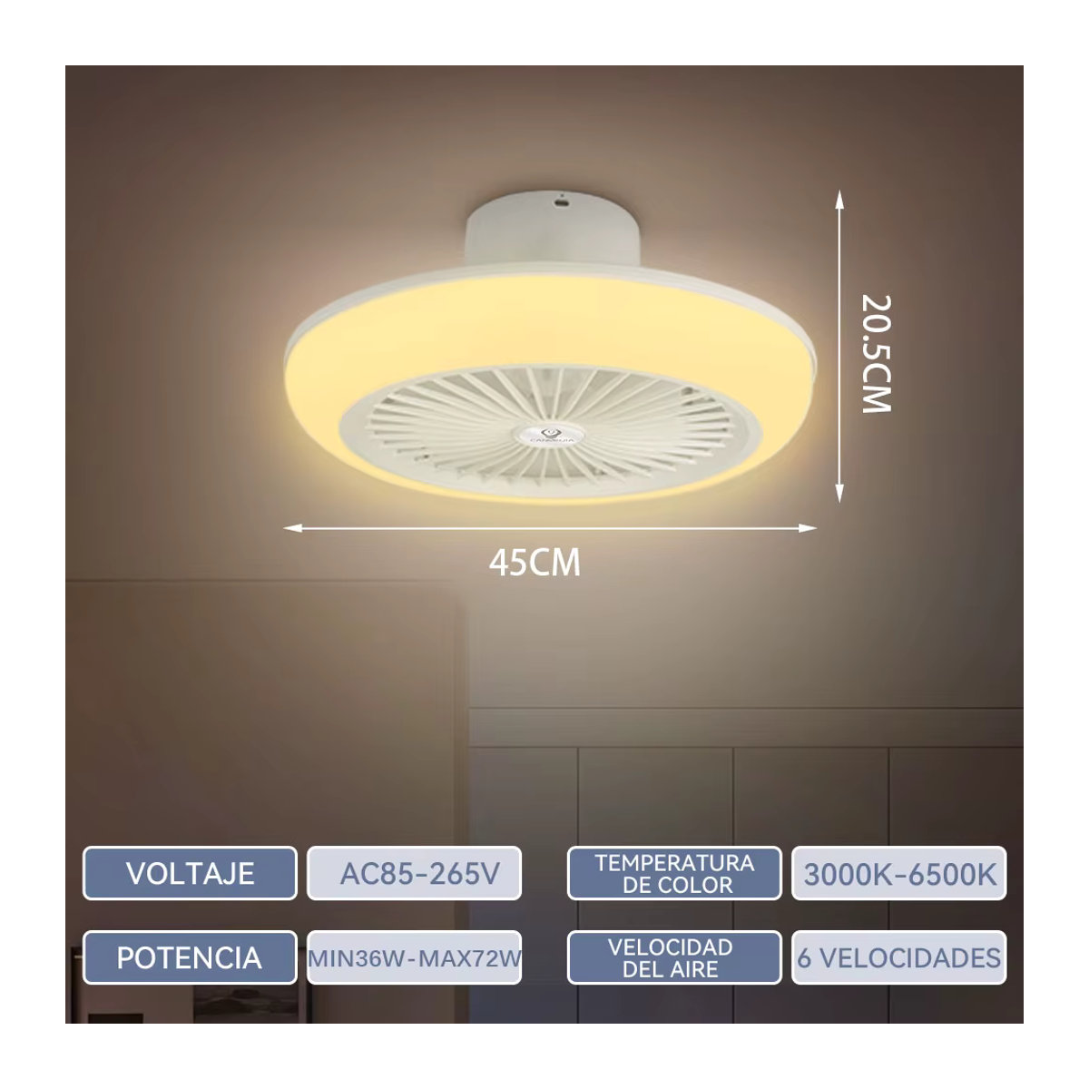 CHENBEN LED Deckenventilatorleuchte mit Fernbedienung in Weiß, 72 W, dimmbar, minimalistisches Design - Bild 6