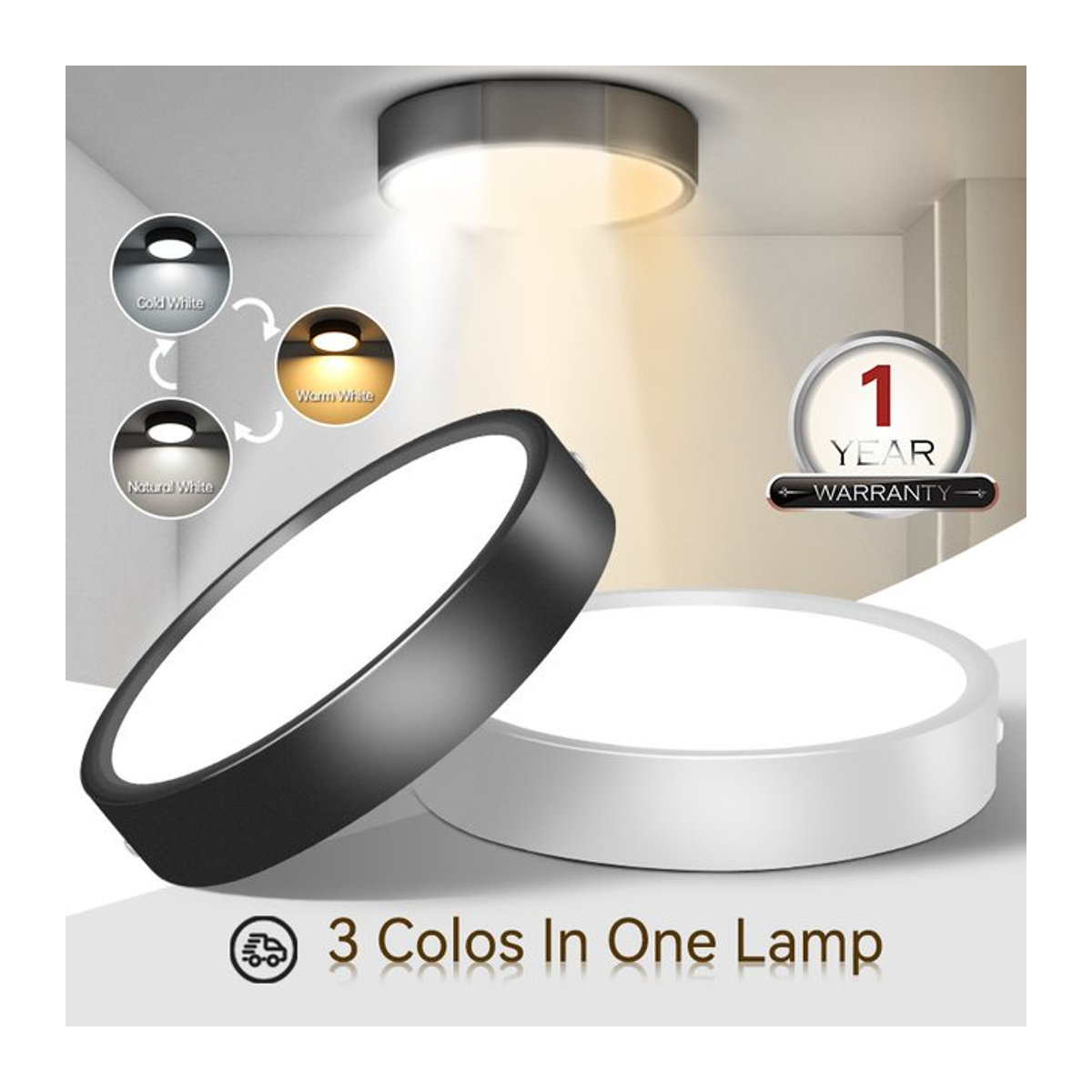 CHENBEN LED Downlight Spot Deckenleuchte dimmbar mit dreifarbiger Beleuchtung für Wohnzimmer, Küche und Schlafzimmer im minimalistischen Design - Bild 1
